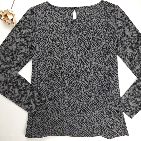 TALBOTS Grey Black Textured Long Sleeve Top Size M - Picture 8 of 10